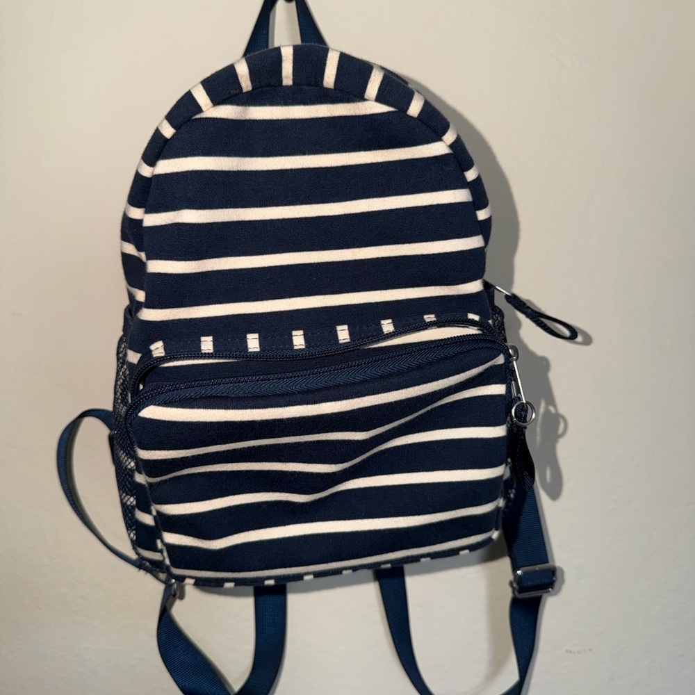 Navy and White Striped Backpack